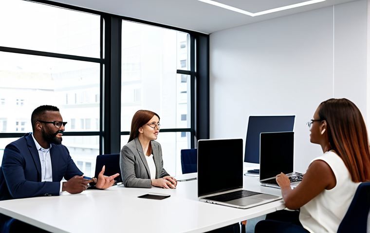 A diverse group of professional adults engaged in a virtual collaborative learning session. They are seen on laptop screens in a modern, well-lit digital workspace, with one person presenting and others actively listening or contributing. The atmosphere is professional and engaging, showcasing teamwork and knowledge sharing through online platforms. All subjects are fully clothed in professional business attire, modest clothing, appropriate content, safe for work. Perfect anatomy, correct proportions, natural pose, well-formed hands, proper finger count, natural body proportions, professional photography, high quality.